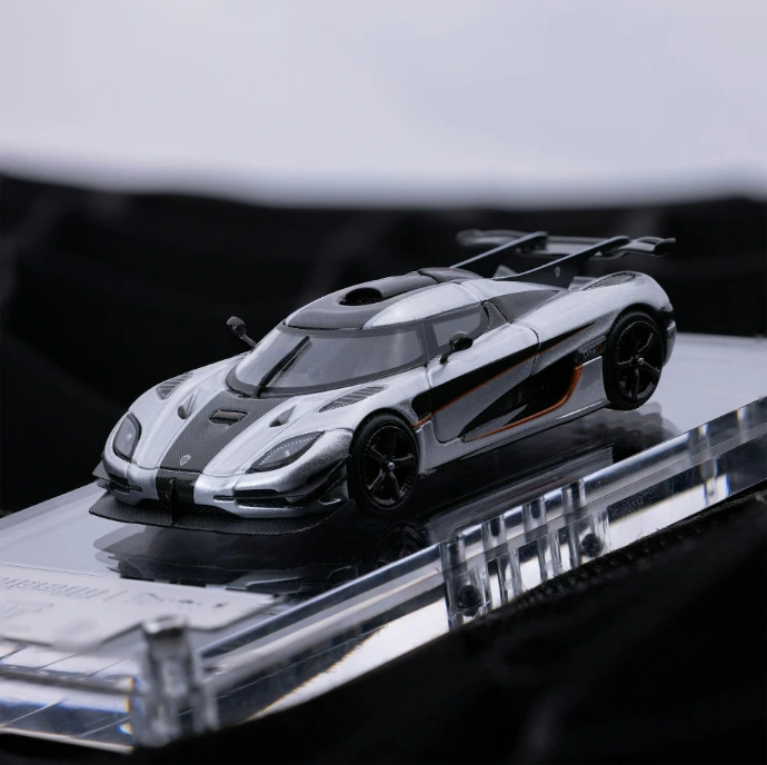 A model of a racing car on display